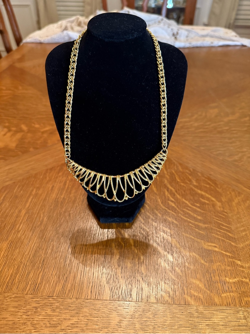 Avon Gold Statement Loop Pendant Necklace